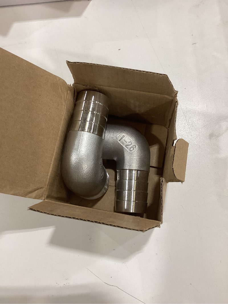 Condition photo showing Good Condition for 304 stainless steel 1" hose barb x 1" male npt 90 degree elbow- home brew pipe fitting?lead-free?2 pcs…