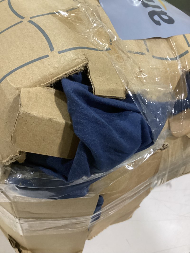 Condition photo showing As Is for bedsure king size comforter set - bedding sets king 7 pieces, pintuck bed in a bag navy blue bed set with comforter, sheets, pillowcases & shams king 09 - navy