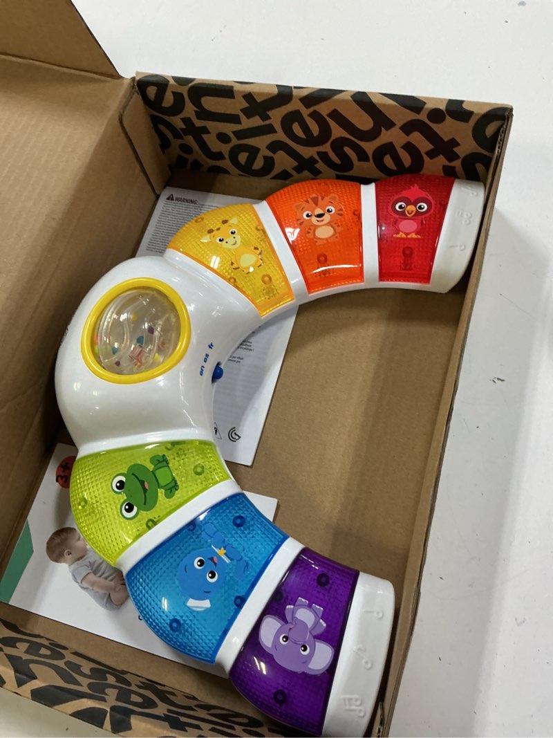 Condition photo showing New/Like New for baby einstein glow & discover light bar musical toy, activity station, sitting up and tummy time toy, color and animal learning toy, infant ages 3 months+