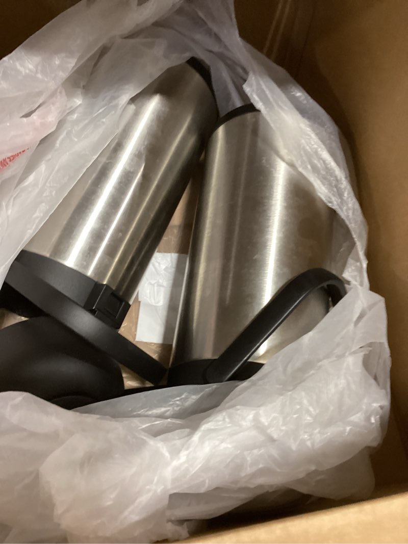Condition photo showing Good Condition for Airpot Coffee Dispenser with Pump - 2Pcs 102 oz Insulated Stainless Steel Coffee Carafe - Thermal Beverage Dispenser - Coffee Urn for Hot/Cold Water, Party Chocolate Drinks 102 Ounces 2 Pack