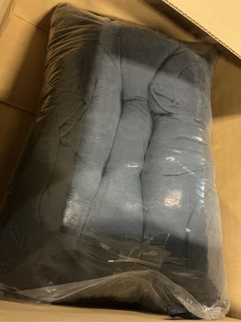 Condition photo showing As Is for outdoor adirondack chair cushions set of 2, 50x21x4 inch rocking chair cushion, high back patio soft seat pad with ties, indoor outside use, fade-resistant & waterproof, dark blue 50x21x4 inch dark blue 2