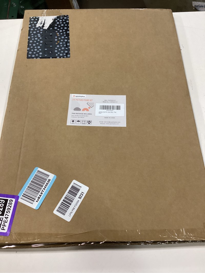 Condition photo showing New/Like New for upsimples 16x24 picture frame, display pictures 14x20 with mat or 16 x 24 without, wall hanging poster frames, black, 1 pack
