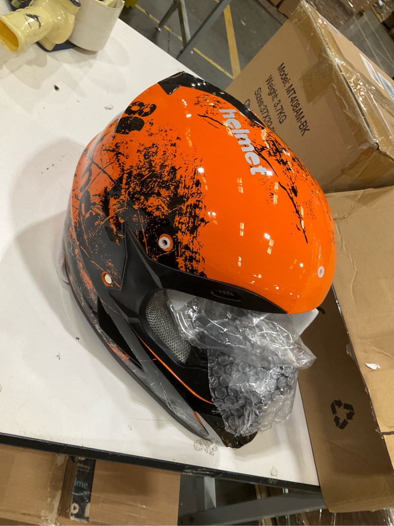Condition photo showing Good Condition for triperson dirt bike off-road motocross atv motorcycle helmet for men women,professional competition helmet dot certified (orange, large)