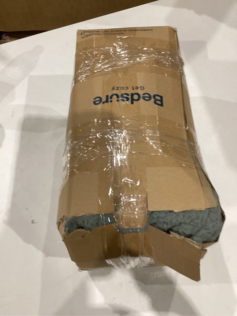 Condition photo showing As Is for Bedsure Waterproof Dog Blankets for Large Dogs - Soft Pet Cat Blanket Corduroy Fleece for Bed Protector Washable, Cozy Calming Reversible Furniture Protection for Puppy,60"x80", Warm Grey Twin(60x80")-1pc Warm Grey