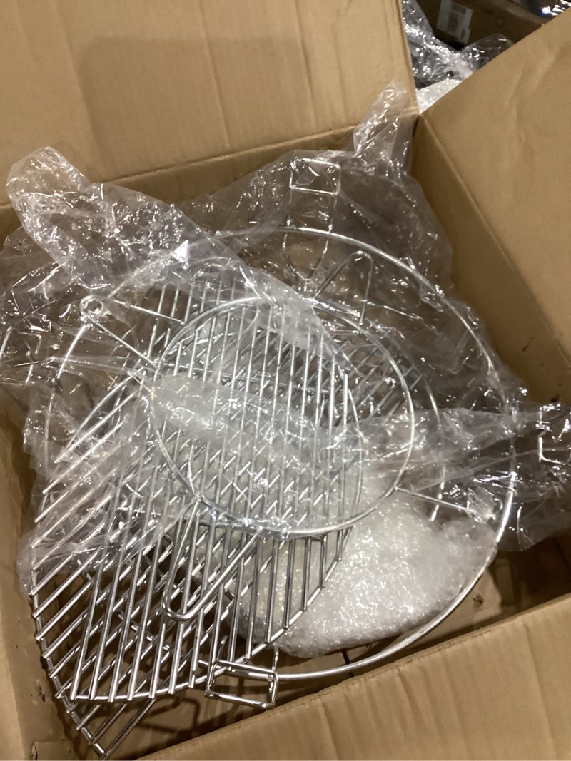 Condition photo showing Good Condition for 6 piece cooking grate replacement kit for kamado joe classic, removable grill cooking system expander rack parts, kj-hcg grate*2, kj-hdp half-moon ceramic heat deflector plate*2, kj-fcr kj-fcr rack