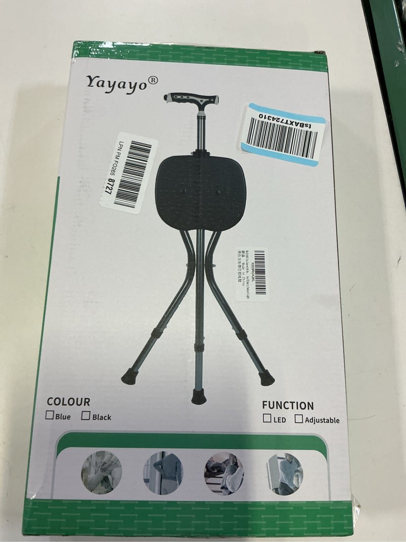 Condition photo showing New/Like New for Hold 440 lbs Folding Canes with Seat Walking Stick Height Adjustment Cane Seat Capacity Frosted Handle with Magnetic Therapy Stone Crutches Stool Square LED