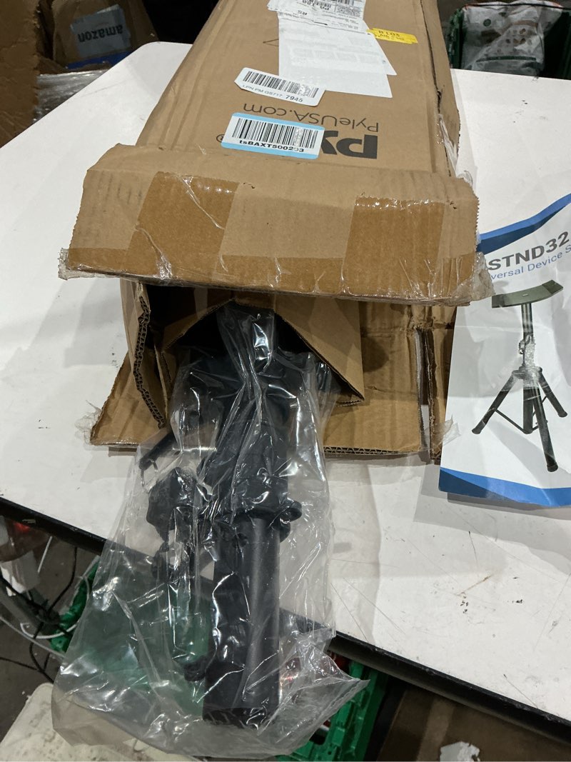 Condition photo showing Good Condition for pyle adjustable speaker stand pair – dual studio monitor tripod with metal base, anti-slip speaker pads, height adjustment from 34” to 53” – ideal for home, studio, and dj use, 90 lbs weight capacity