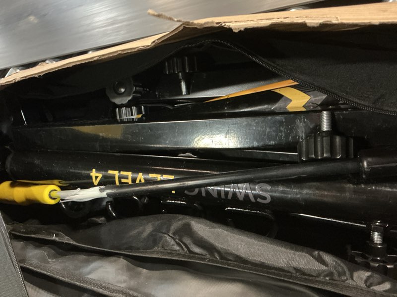 Condition photo showing As Is for baseball hitting trainer baseball swing trainer softball and baseball training equipment for batting practice with height and speed adjustment