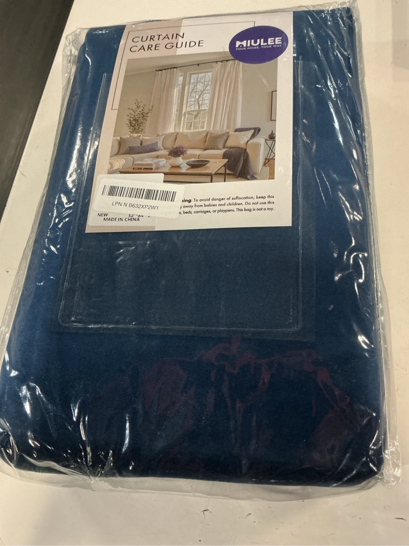 Condition photo showing Good Condition for miulee navy blue velvet curtains 84 inches long 2 panels - luxury pinch pleated room darkening window drapes for bedroom living room thermal insulated super soft blackout, back tab rod pocket navy blue 52"w x 84"l (pack of 2)