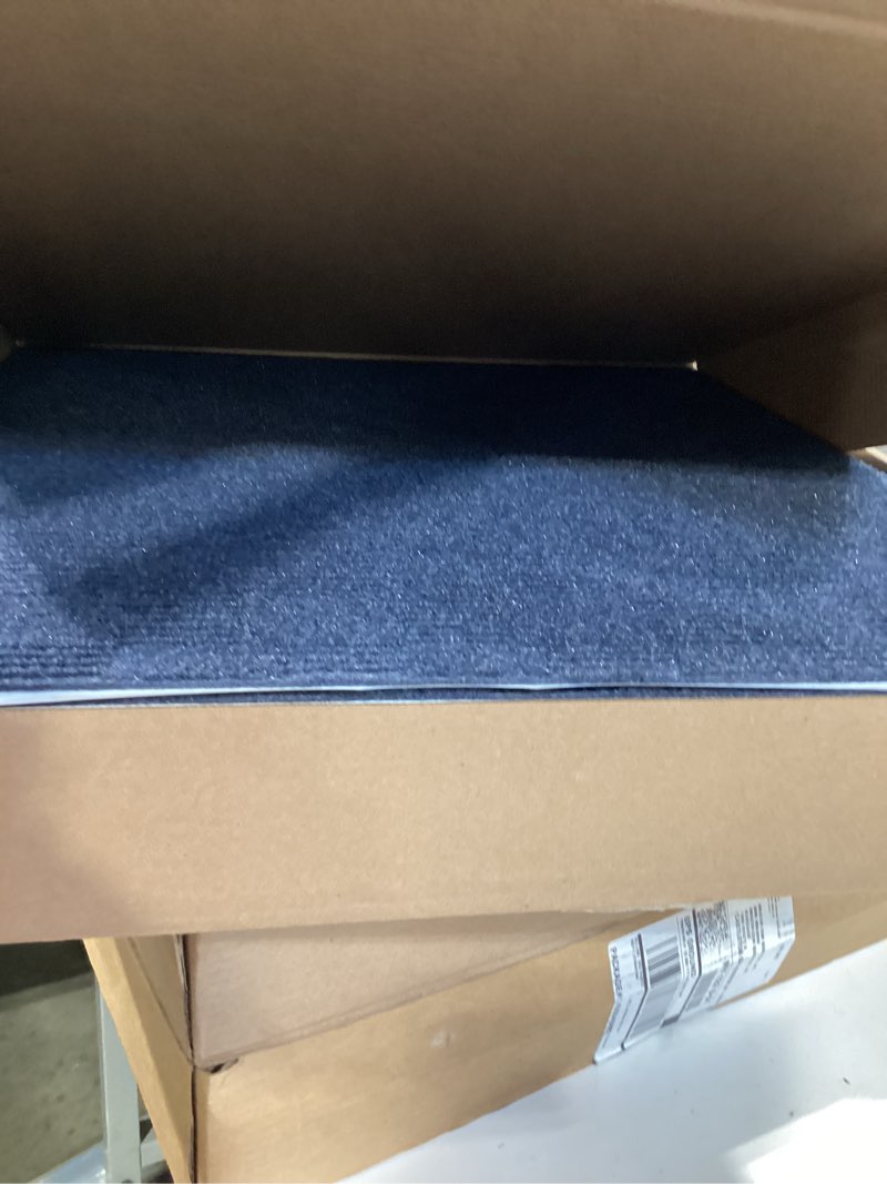 Condition photo showing As Is for 24"x 24" carpet tile peel and place - crochet (ocean blue) (60sq.ft.) 15 tiles 24"x24" ocean blue