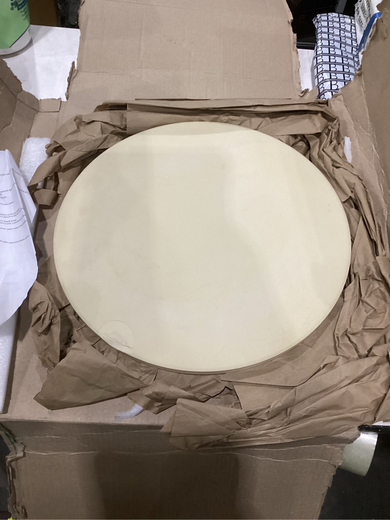 Condition photo showing As Is for old stone round pizza stone, 16-inch 16 inch stone