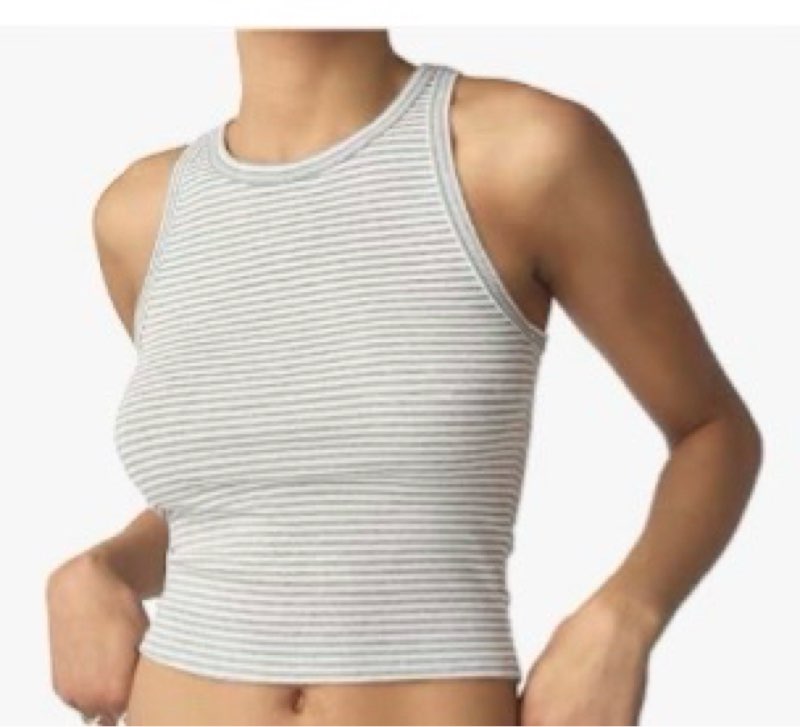 florence by mills womens ribbed racerback tank heather grey stripe x-large
