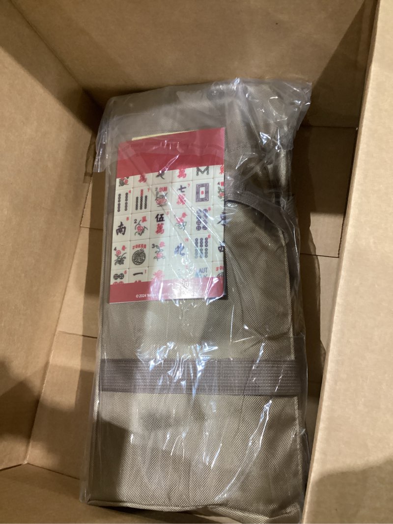 Condition photo showing Good Condition for Yellow Mountain Imports American Mahjong Set, Mojave (Ivory) with Brown Soft Case, All-in-One Racks with Pushers, Wright Patterson Scoring Coins, Dice, & Wind Indicator