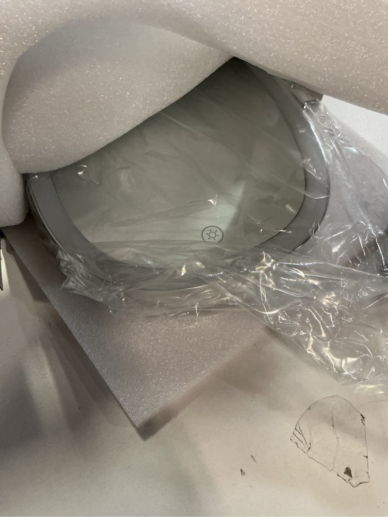 Condition photo showing Good Condition for 9? Makeup Mirror with Lights, 7X Magnification, Height Adjustable Vanity Mirror, Rechargeable 3 Color Lighting Mode, 360° Swivel Double Sided Magnifying Mirror, Chrome, Gift for Women Polished Chrome