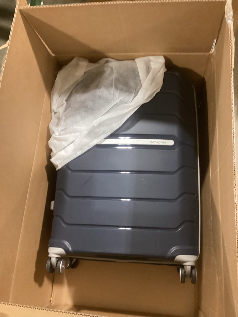 Condition photo showing As Is for Samsonite Freeform 2-Piece Luggage Set - Carry-On & Large Checked Luggage with Dual Spinner Wheels - Durable Polypropylene Hardshell - TSA Lock, Airline-Approved - Expandable Hard Shell - Navy 2-Piece Set (Carry-on/Large) Navy