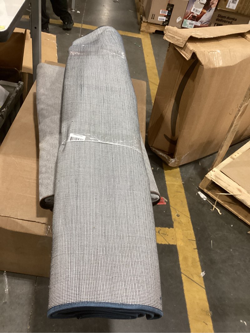 Condition photo showing As Is for JONATHAN Y Haze Solid Low-Pile Navy Indoor Area Rug 5x8, Coastal,Bohemian,Minimalist,Classic, Easy-Cleaning for Living Room,Bedroom,Kitchen,Pet Friendly,Non-Shedding (SEU100C-5) Navy 5' x 8' (Rectangular)