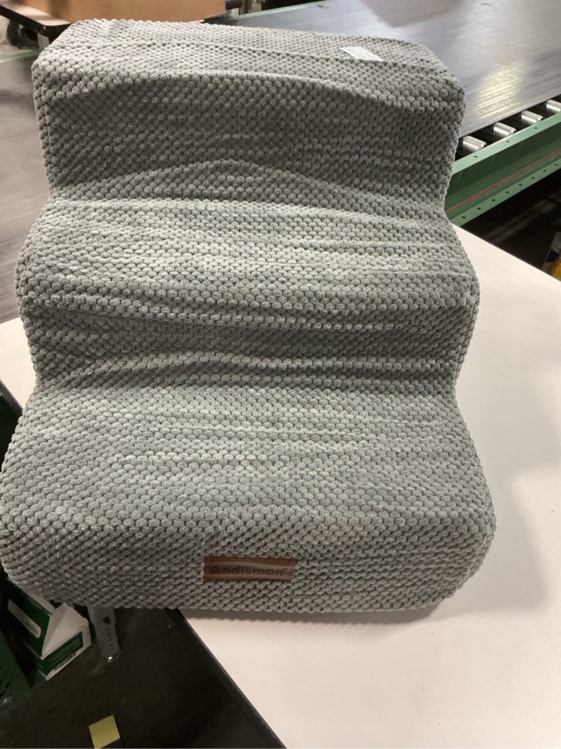 Condition photo showing As Is for Dog Stairs for Small Dogs,3 Step Dog Ramp for Couch and Bed,Pet Stairs with Non-Slip Bottom for Old Cats,Indoor Pet Steps,Comfort,Durable,15.4" H,Grey Grey 3 21.6"D x 15.4"W x 15.4"H