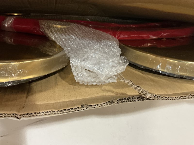 Condition photo showing New/Like New for Gold Stanchions, Red Carpet Ropes and Poles, Stainless Steel Barriers for Party, Museums, Wedding, Easy Connect Assembly, 2PCS