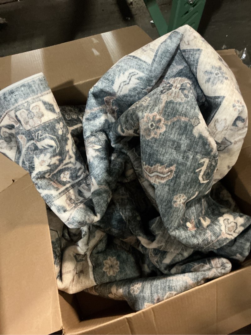 Condition photo showing Good Condition for amada homefurnishing 8x10 washable area rug, low-profile with non-slip backing & durable edge binding, vintage large rugs for living room, bedroom, dining room, blue 8' x 10' (rectangular) blue