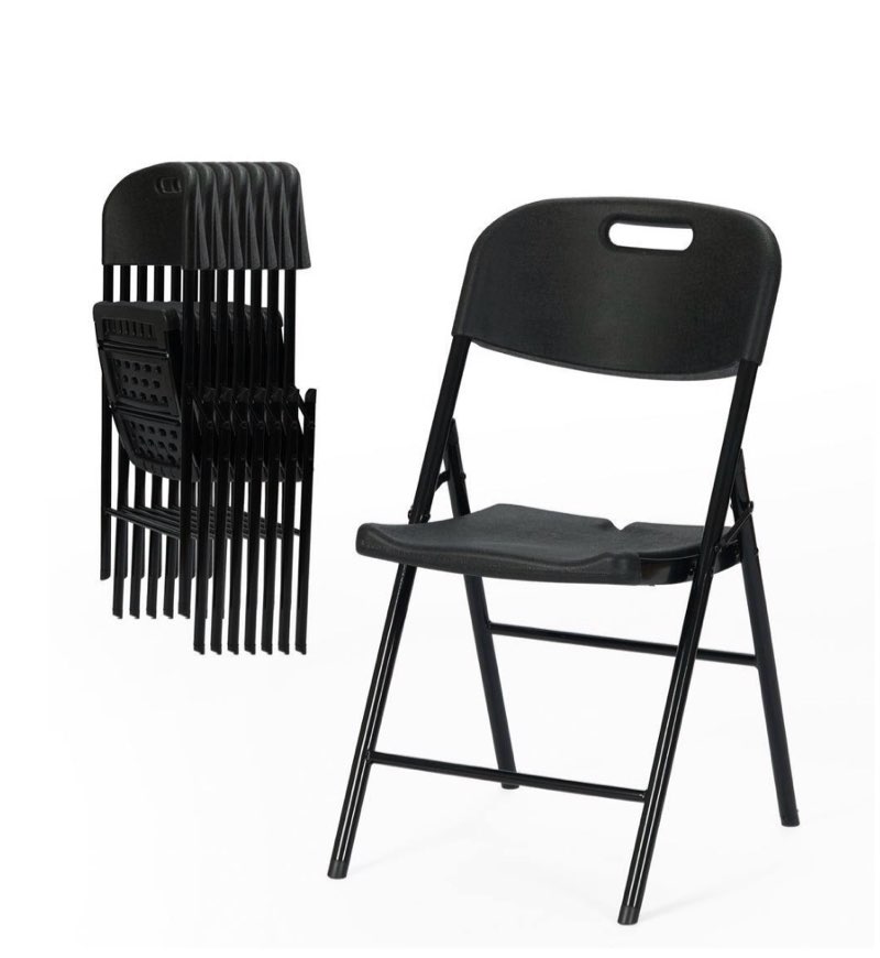 Durable Sturdy Plastic Folding Chair 650lb. Capacity for Event Office Wedding Party Picnic Kitchen Dining,Black,Set of 8