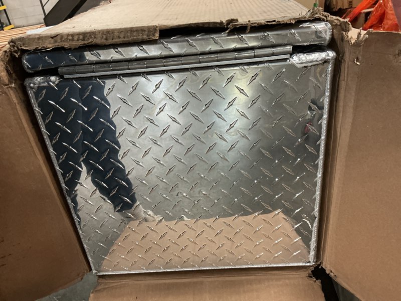 Condition photo showing Good Condition for Buyers Products 1721563 Black Aluminum Diamond Tread Topsider Truck Box With Drop Door, 72x18x16 Inch, Weather Resistant, Locking Compression Latch, No Drill Install, Made in USA 72 x 18 x 16 Inch