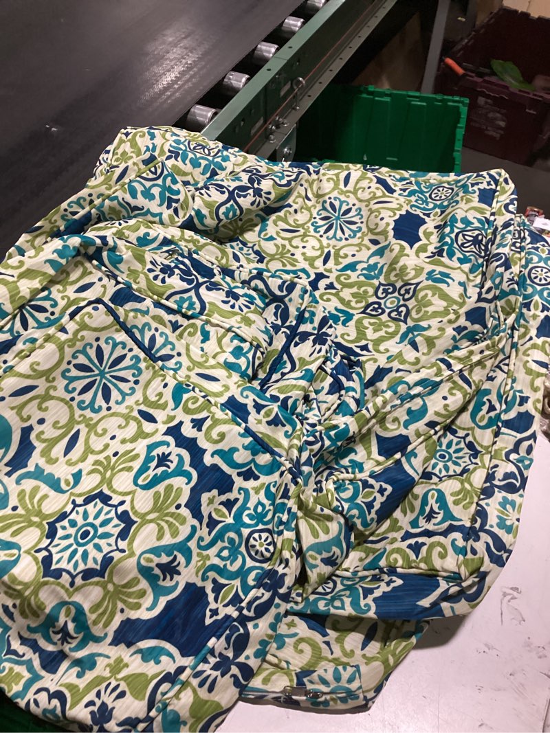 Condition photo showing Good Condition for ••1 large cushion missing••14 piece outdoor patio cushion covers replacement waterproof with zipper for 6-seater sectional couch chair patio furniture conversation sofa seat cushions slipcovers set, only cover moroccan style 25\\\"x25\\\"x3.15\\\"