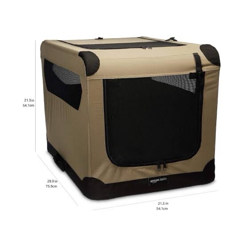 amazon basics portable folding soft dog crate, 2-door, collapsible travel kennel, top & front loadin