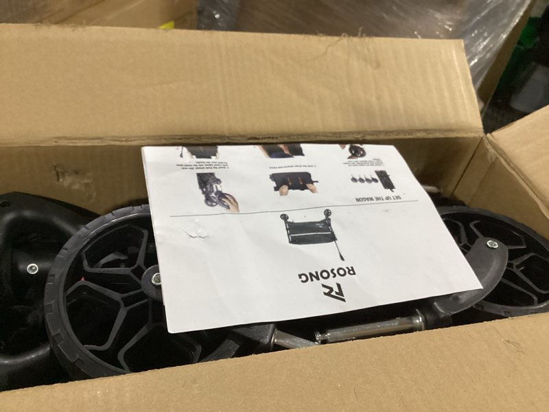 Condition photo showing As Is for collapsible wagon cart with wheels foldable - folding utility heavy duty wagons carts for grocery sports garden shopping camping wheelbarrows (black, 120l) black 120l