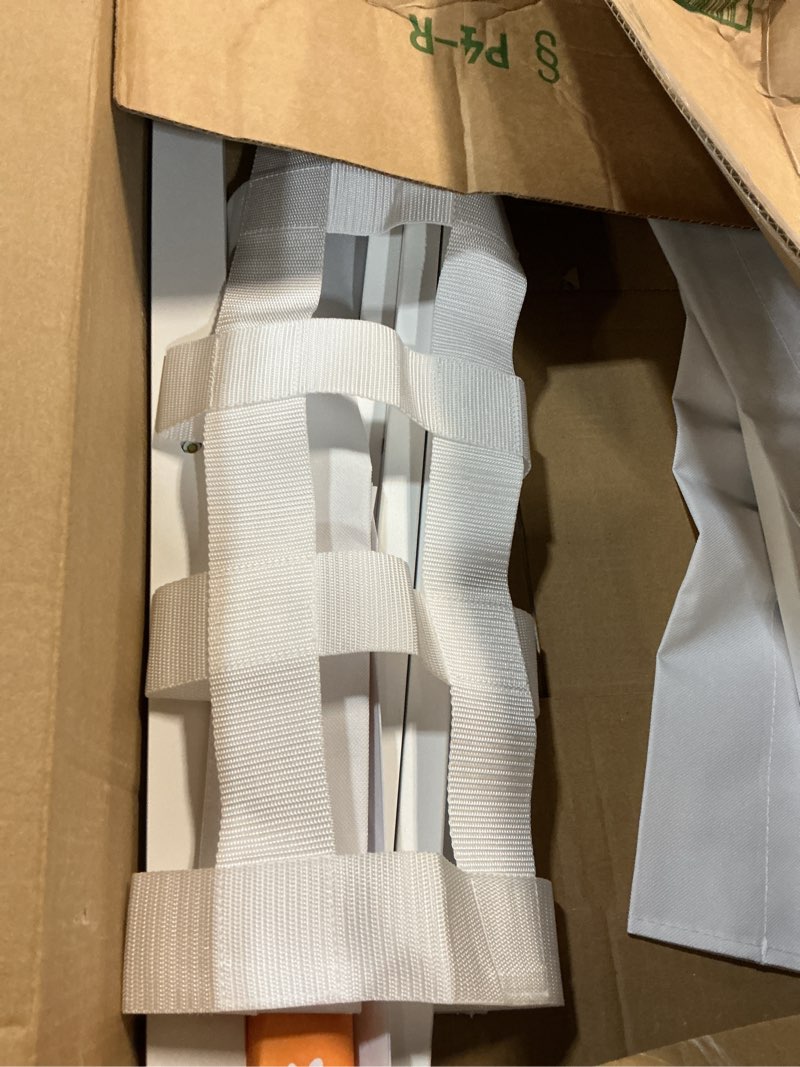 Condition photo showing As Is for Heybly Luggage Rack, Folding Suitcase Stand with Storage Shelf, Heavy-Duty Luggage Holder for Guest Room Bedroom Hotel, Holds up to 165 lb, White, HLR010W1 1 White