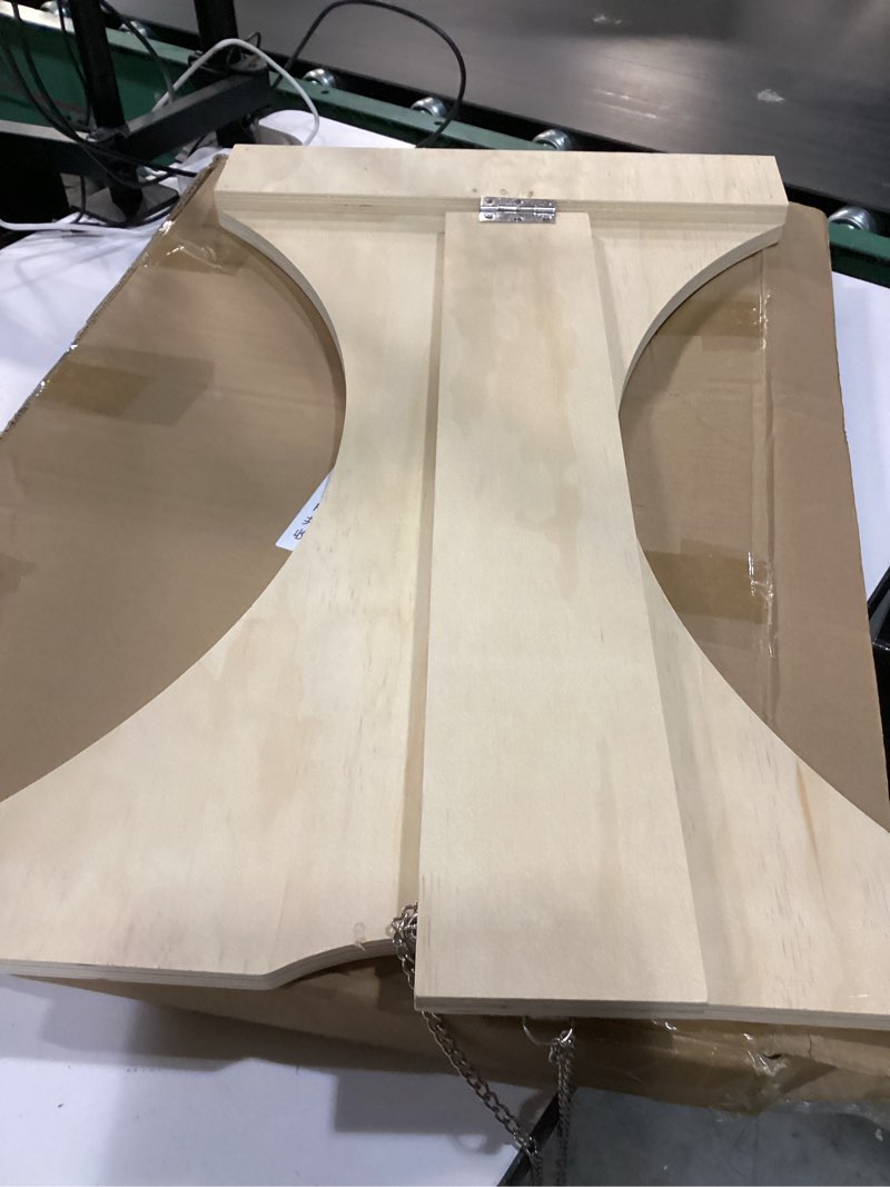 Condition photo showing As Is for 27 x 17 inch wreath stand for display, wooden wreath easel stand holder making easel assistant tabletop display for easter st. patrick‘s day party decor, spring wedding party centerpiece, no garland