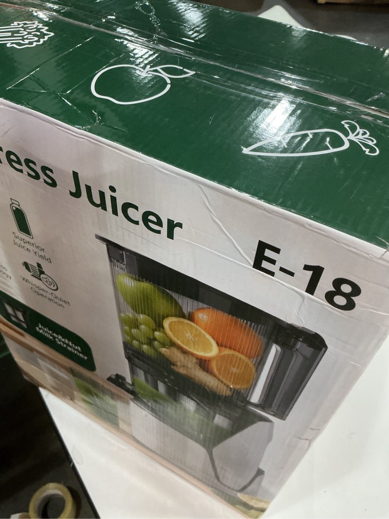 Condition photo showing Good Condition for EanOruus Juicer Machines, 3-in-1 Cold Press Juicer with 6.5" Extra Large Chute, 100oz Large Capacity, AC Motor, Makes Juice, Nut Milk & Sorbet, Bright White