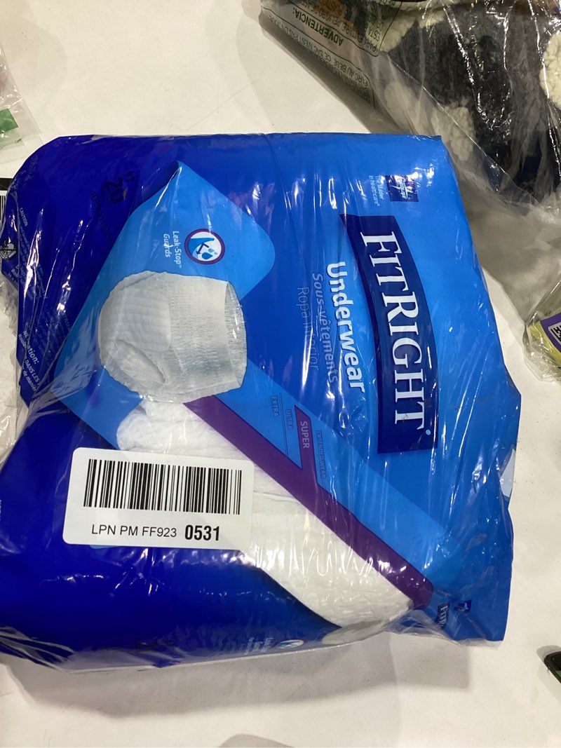 Condition photo showing Good Condition for fitright super protective unisex incontinence underwear, maximum absorbency, large (40-56 inch waist), dependable comfort & leak protection, 20 count large (20 count)