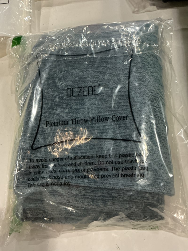 Condition photo showing New/Like New for Pack of 2 Dusty Blue Decorative Throw Pillow Covers 24x24 Cozy Soft Chenille Accent Vintage Square Couch Pillow Covers for Home Decor Bed Sofa Living Room Dusty Blue 24" x 24" (Pack of 2)