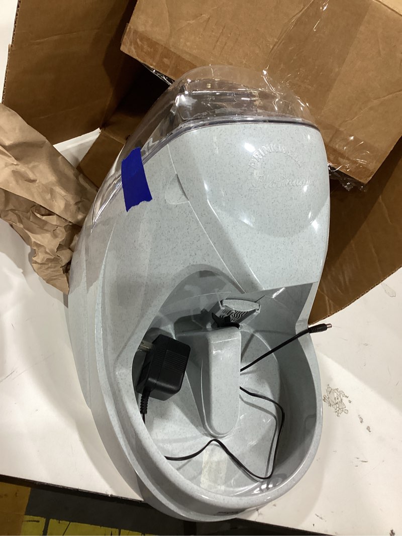 Condition photo showing As Is for petsafe drinkwell platinum cat water fountain - pet fountain for all pet sizes, encourages more drinking, includes replaceable carbon filter, indoor use, grey (168 oz/5l)