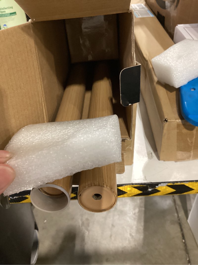 Condition photo showing Good Condition for 1 inch single curtain rods 72 to 144 inches adjustable drapery rods for window width 68 to 140 inches, twin birds on twig finials, faux wood color faux wood color 72-144''