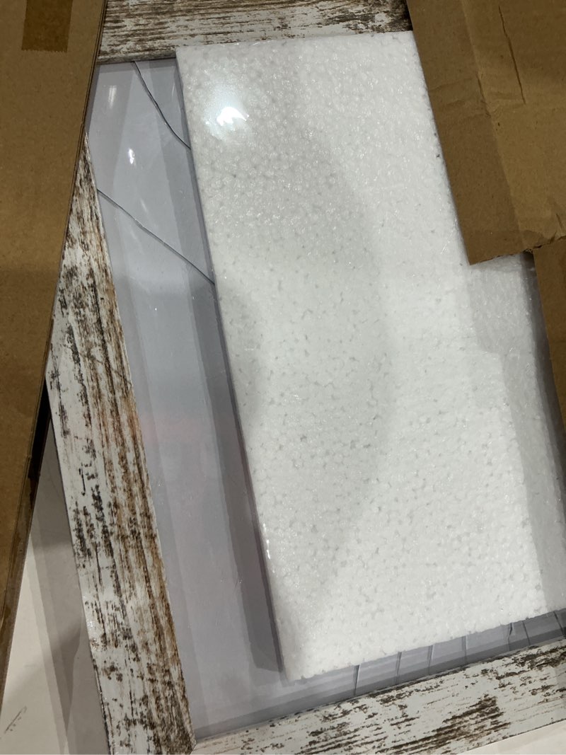 Condition photo showing As Is for kennethan 11x14 white picture frame - made to display pictures 8x10 with mat or 11x14 without mat - wide molding - wall mounting display for home, office,gallery,holiday with photos, posters 11x14 inch rotten white