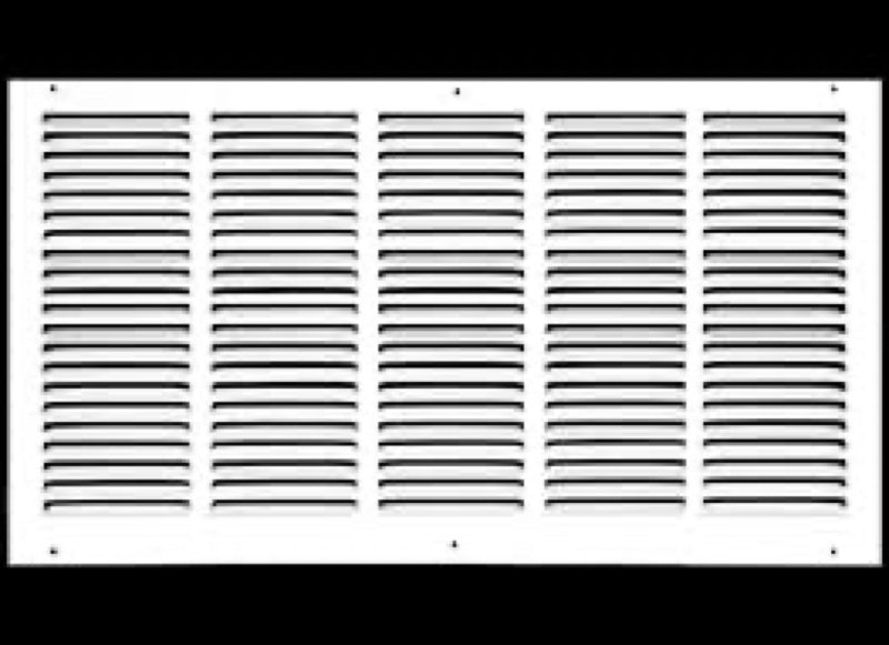 HVAC Premium 25'' x 8'' [Duct Opening] Flat Stamped Steel Return Air Grille - Sidewall and Ceiling -