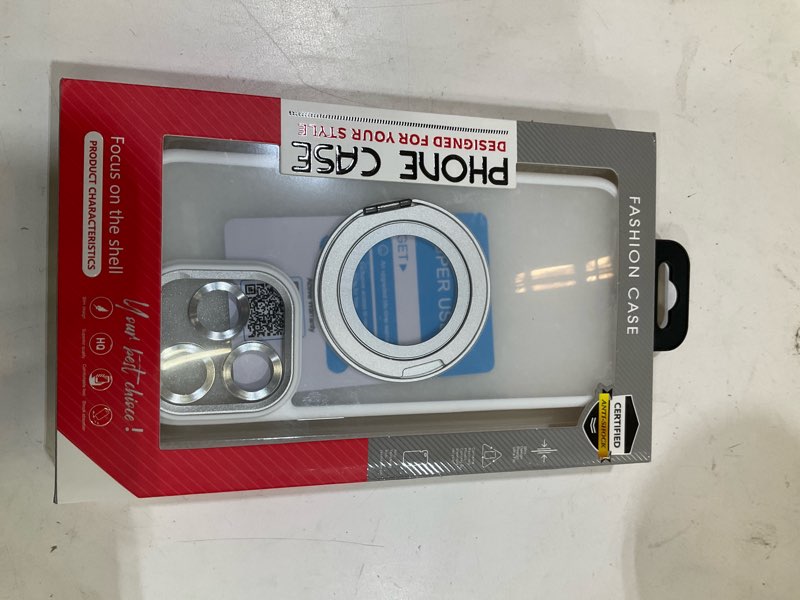 Condition photo showing Good Condition for magnetic for iphone 16 pro max case camera control button with stand [compatible with magsafe] [360° rotatable ring holder kickstand] [military grade protection] 16 promax phone case, white iphone 16 pro max white