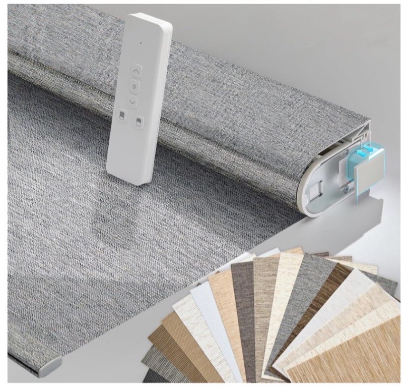 Persilux Smart Motorized Blinds with Remote, No Drill Automatic Roller Shades for Indoor Windows ( approximately 3.5 ft )