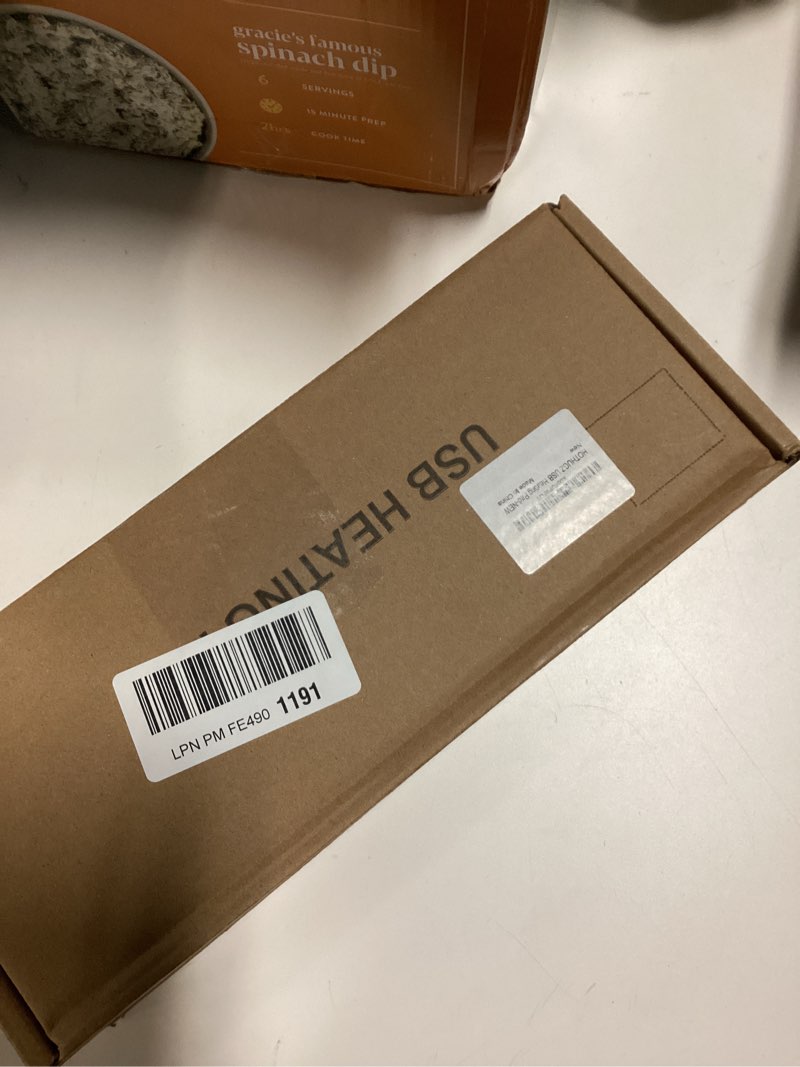 Condition photo showing New/Like New for USB Heating Pad, 5V 3A Fast Heating with 3 Heat Settings & Auto Off, Travel Heating Pad for Neck, Shoulder, Back,Knee & Period Cramps. 12"x16" Fleece Heated Pad with USB-A to USB-C Cable, Grey