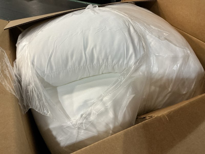 Condition photo showing As Is for Ashler 20 x 20 Outdoor Pillows, Waterproof Inserts Set of 4 Water Resistant Throw Pillow Inserts, Hypoallergenic Pillows for Patio, Bench, Garden, Indoor Outdoor Summer Decorative 4 Count (Pack of 1) White-20 X 20 Inches