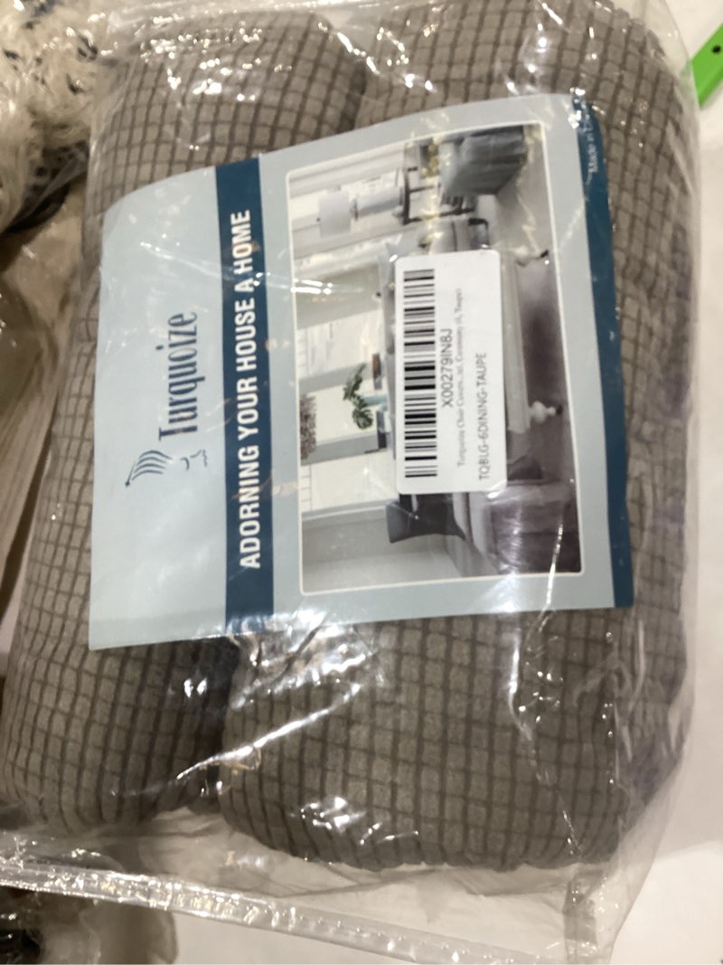 Condition photo showing Good Condition for turquoize dining room chair covers set of 6 taupe dining chair slipcovers stretch kitchen chair covers, removable washable parsons chair seat covers for home, hotel, banquet (6, taupe)