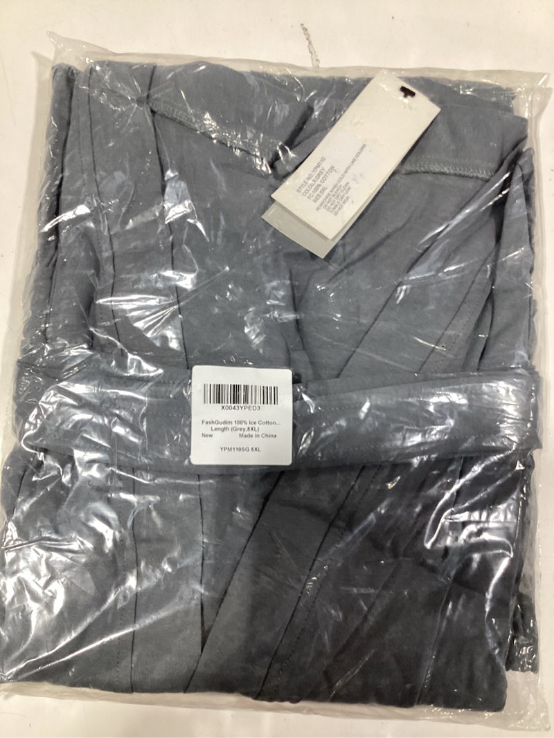 Condition photo showing Good Condition for FashGudim Mens 100% Cotton Robe Lightweight Summer Bathrobe Soft Weave Kimono Bath Robe 4X-Large-5X-Large Big Tall Grey Heather