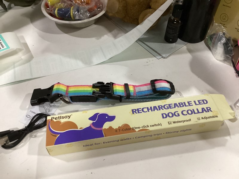 Condition photo showing New/Like New for petisay premium led dog collar – usb-c rechargeable light up dog collar with 7 colors, waterproof adjustable glow collar for night walking & safety, fashion lighted collar for dogs (s) small (12.5" - 15.5") 7 colors (one-click switch)