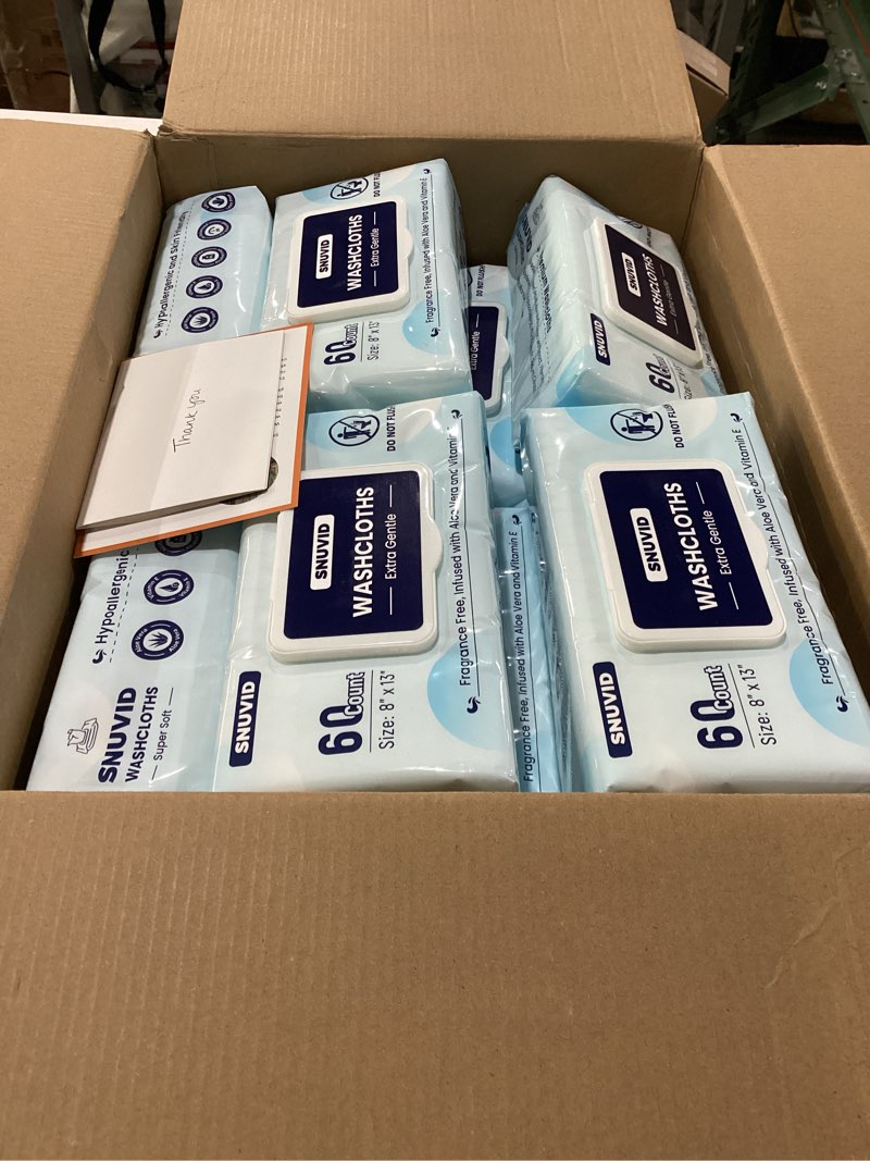 Condition photo showing New/Like New for adult wipes for elderly - 720 count extra large 8"x13" disposable washcloths rinse free bathing wipes for incontinence & bedridden care - thick, soft & unscented with aloe & vitamin e (12 packs of 60) 1 count (pack of 720)