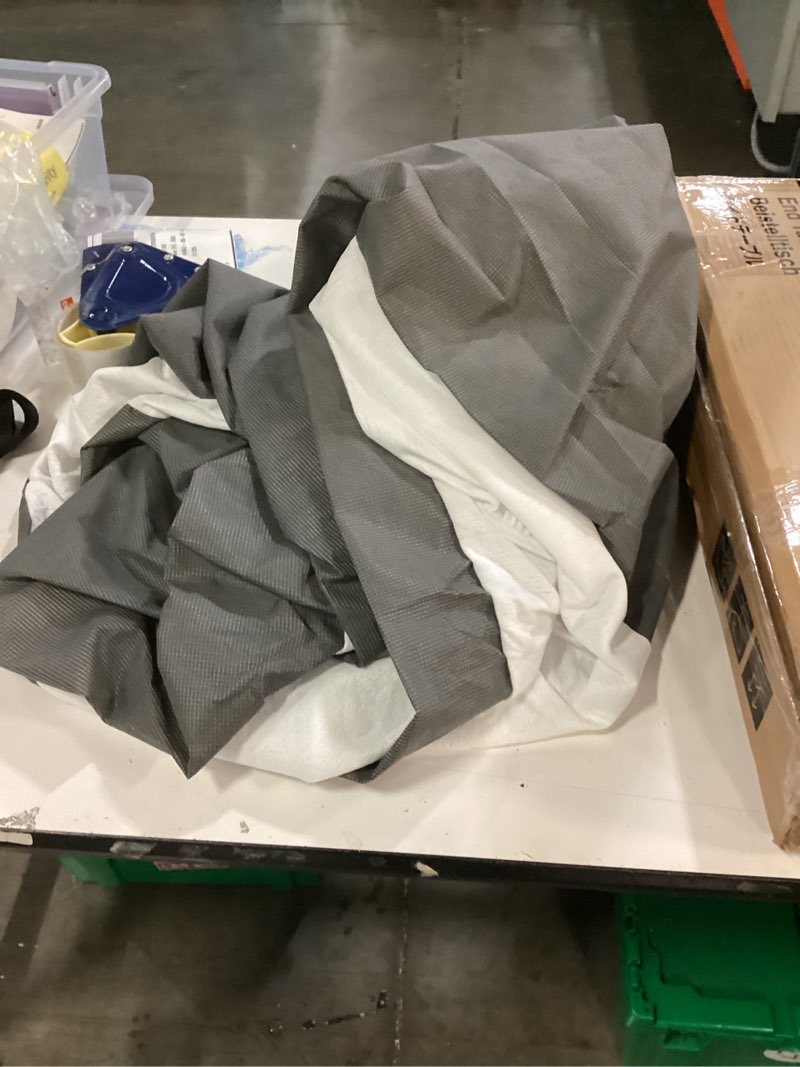 Condition photo showing As Is for mattress protective cover (white & gray ) with holding straps