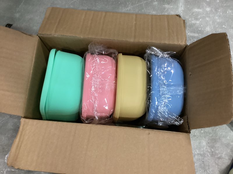 Condition photo showing Good Condition for 2me airtight pet wet food storage containers with lids (4-pack, 12oz) - silicone meal prep kit for dog & cat food - freezer, microwave & dishwasher safe - with stainless steel scoop 12oz pack of 4