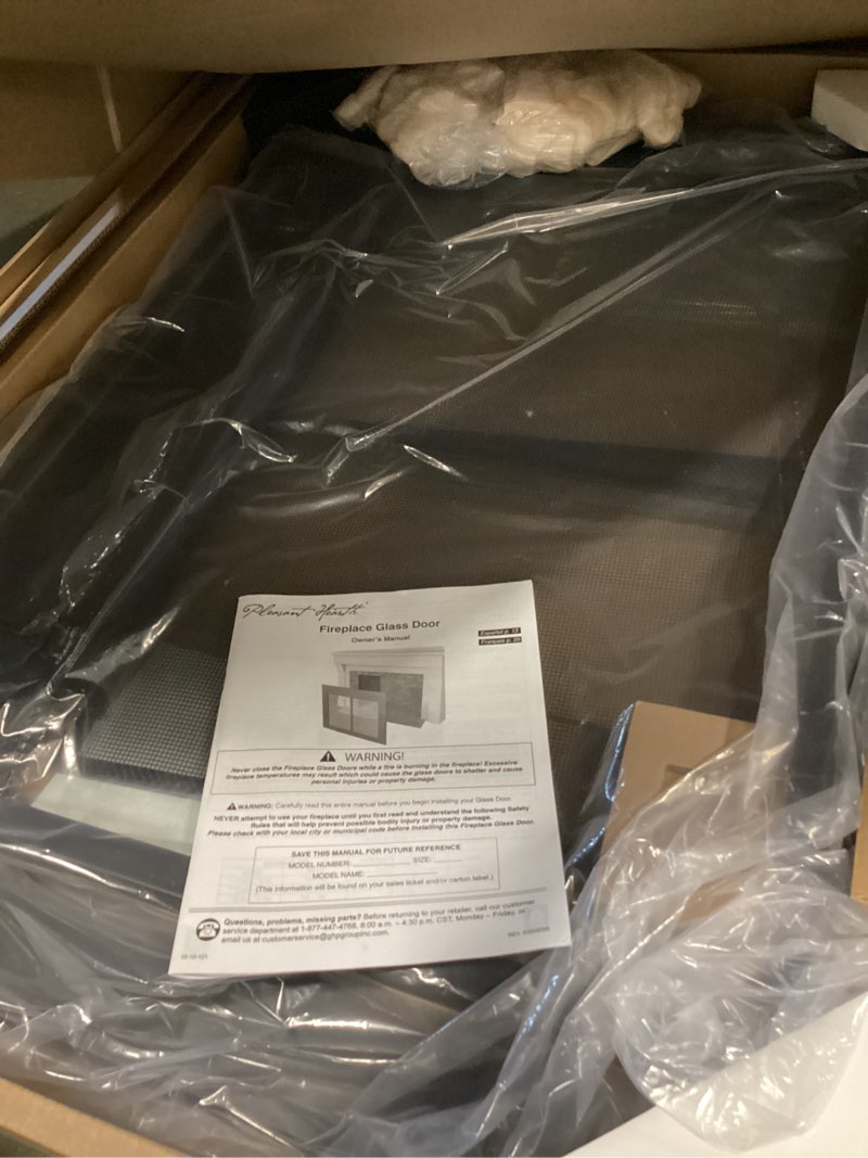 Condition photo showing Good Condition for Pleasant Hearth Ascot Small Glass Fireplace Doors 30 to 37 inches