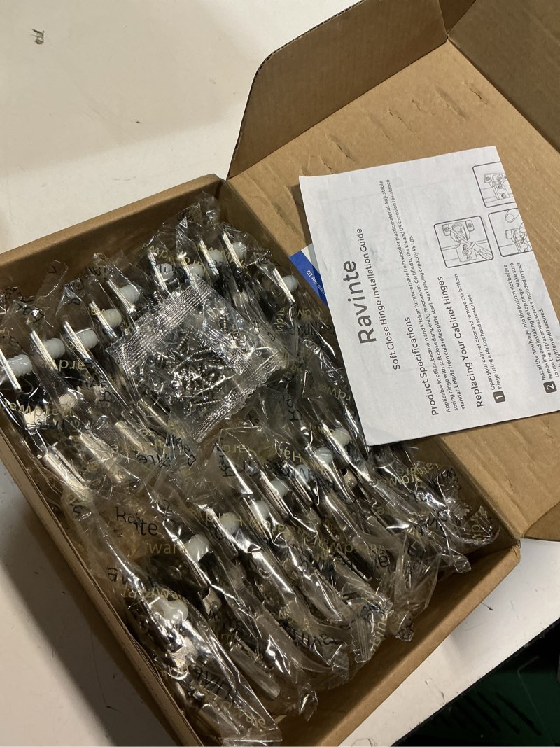 Condition photo showing New/Like New for 20 pack 10 pairs 1/2 inch overlay soft close hinges for kitchen cabinet hinges satin nickel hidden hinges stainless steel concealed hinge self closing 20 1/2 inch overlay