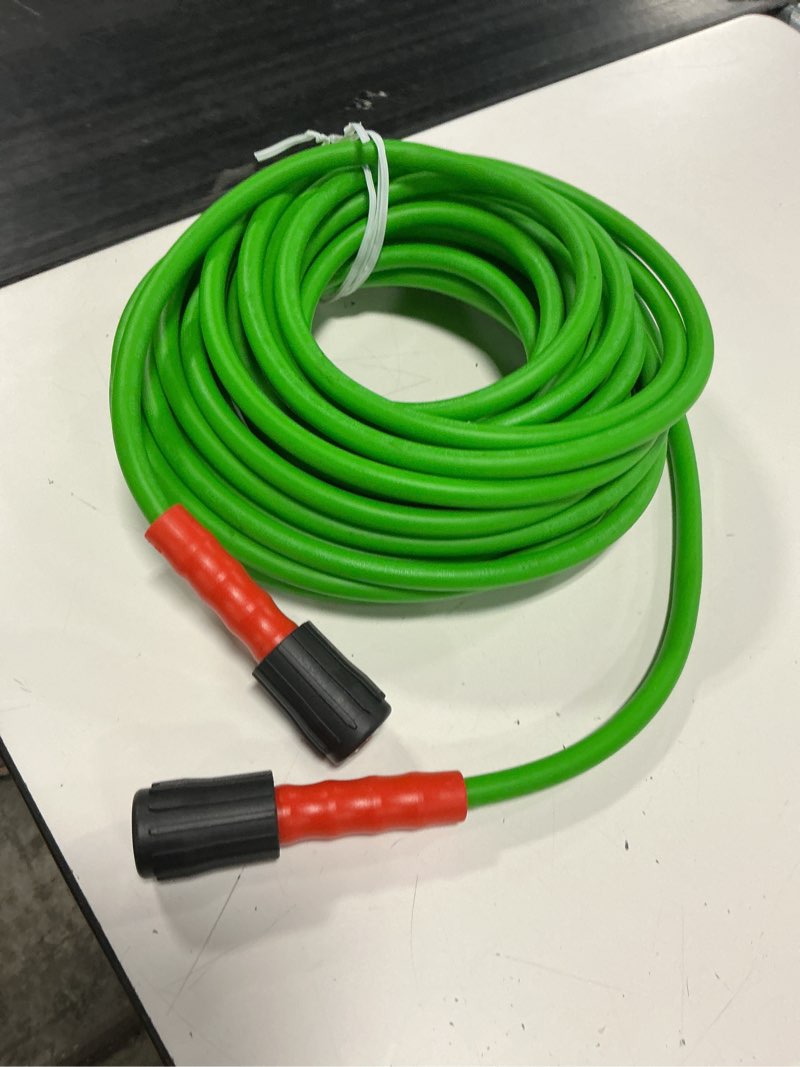Condition photo showing Good Condition for yamatic flexible pressure washer hose 30 ft 1/4", m22-14mm females | 3200 psi, kink-resistant, replacement for ryobi troy-bilt greenworks craftsman power washing, green